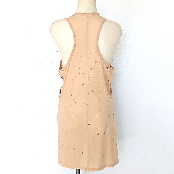 NWT Rockstar Sushi Cream American Flag Distressed Racerback Mini Dress Tunic - Picture 4 of 7